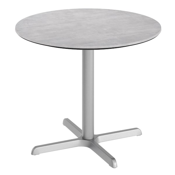 Flash Furniture 36" Round Outdoor Tabletop, Gray Faux Concrete, Seamless Surface Technology, 30" x 30" Silver X Base ST-RD36-CMGY-T3030S-GG - main