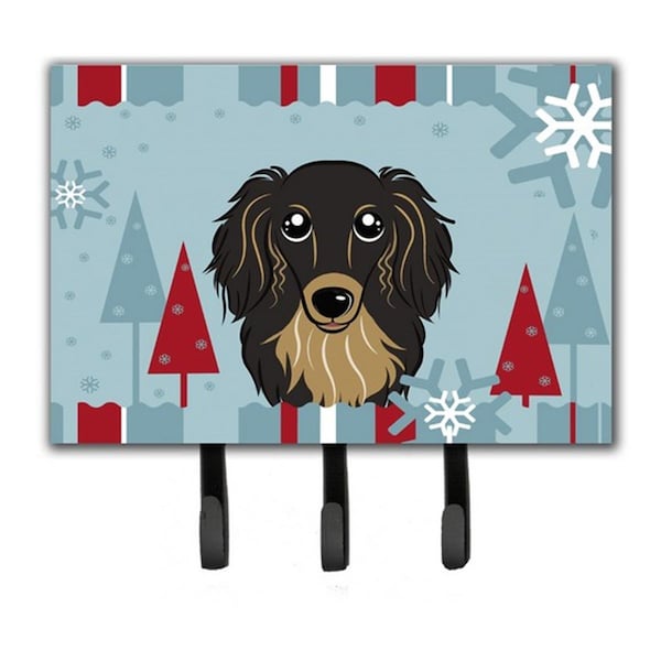 Carolines Treasures Winter Holiday Longhair Black And Tan Dachshund Leash and Key Holder BB1709TH68 - main