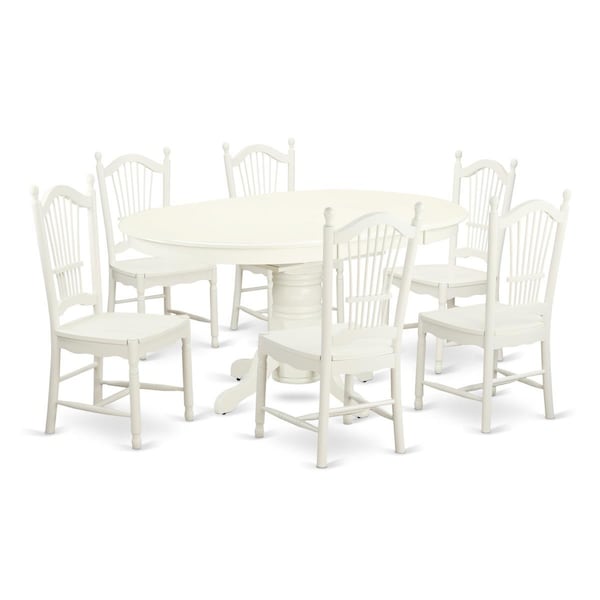East West Furniture 5 Piece Dining Set, Linen White, 5PK AVDO5-LWH-W - main