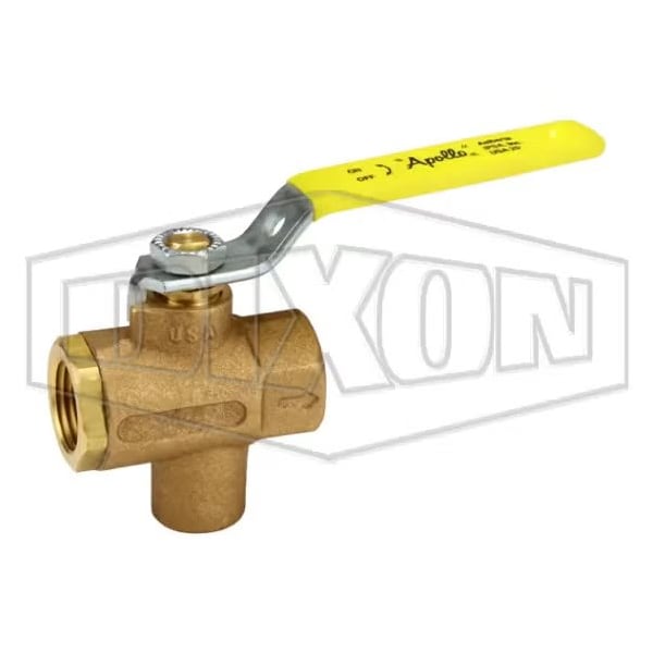Dixon Ball Valve with NPT Tap, 1/2 in Nominal, FNPT End Style, Brass Body, Full Port, Domestic BBV50VT - main