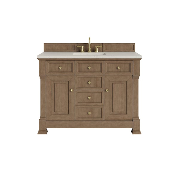 James Martin Vanities Brookfield 48" Single Vanity, Pecan, w/ 3 CM Siberian Silestone Top w/FreePower Wireless Charger 547-V48-PCN-FSFR - main