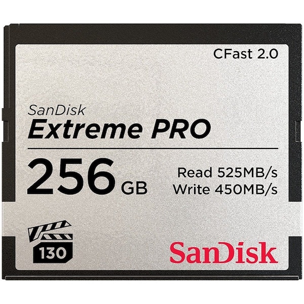 Sandisk Extreme Pro 256 GB CFast 2.0 Card - 525 MB/s Read - 450 MB/s Write - Lifetime Warranty SDCFSP-256G-A46D - main