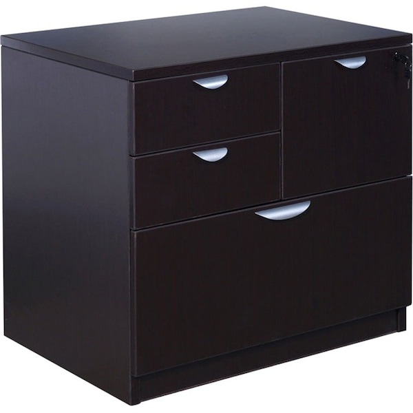 Boss 31" W 4 Drawer Combo File Cabinet, Mocha, Letter/Legal N114-MOC - main