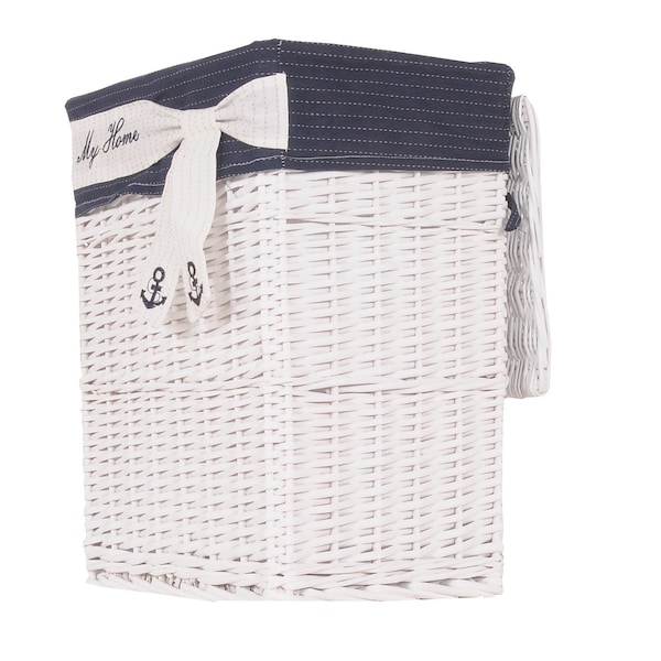 Homeroots 14" X 17.5" X 19.5" White blue rectangular willow Basket Set Of 5, 5PK 364162 - main