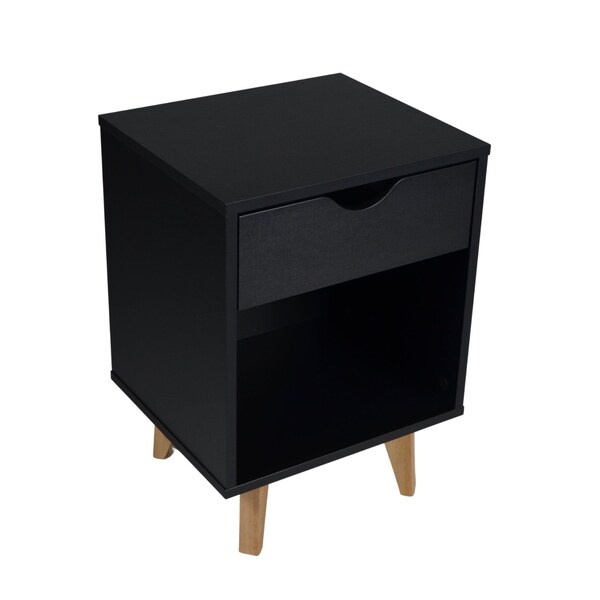 Homeroots 22" Black One Drawer Nightstand 489237 - main