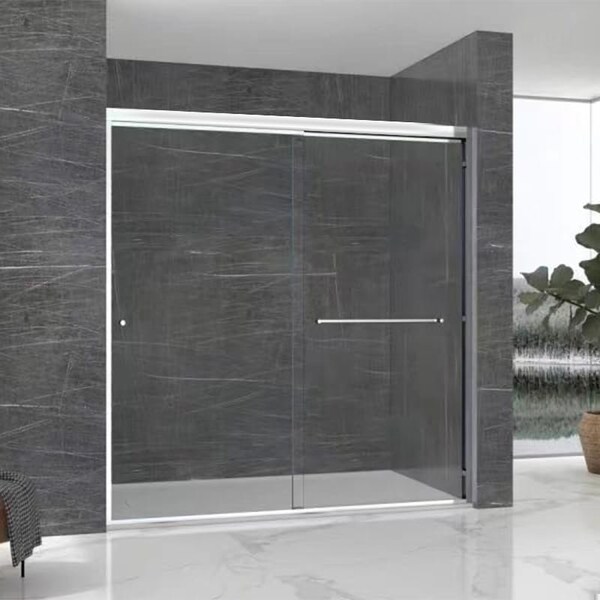 Fab Glass And Mirror Bypass Sliding Tub Shower Door Sorrento Economy Series Adjustable 56in-60in Width 58in Height - Se SHSO60X58CH - main