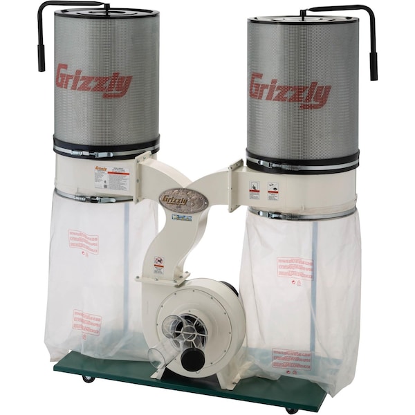 Grizzly 3 HP Double Canister Dust Collector w/ Aluminum Impeller G0562ZP - main