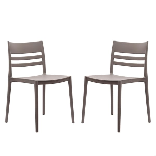Flash Furniture Bridgeport Stacking Patio Chairs w/Slatted Backrest, All-Weather Resin Chairs, Gray, 2PK 2-DHF-317-APP-GRY-GG - main