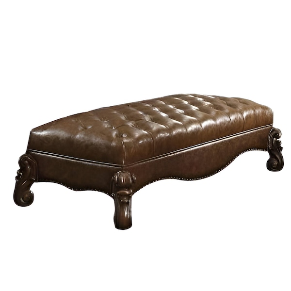 Homeroots 65in Brown Tufted Faux Leather Upholstered Bench 374227 - main