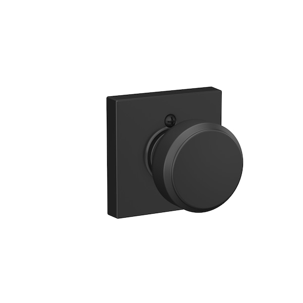 Schlage Residential Bowery Knob with Collins Rose Half Dummy Matte Black Finish F170BWE622COL - main