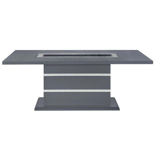 Homeroots 79" Dark Gray Faux Crystals Glass and Wood Pedestal Base Dining Table 564901 - main