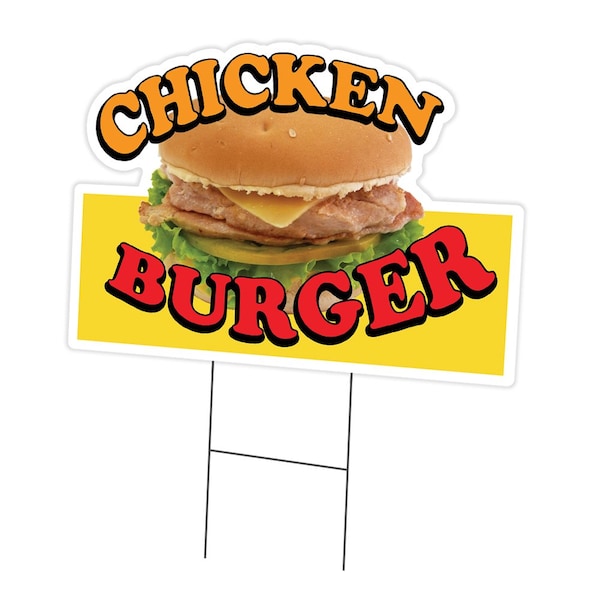 Signmission Chicken Burger Die Cut Yard & Stake outdoor plastic coroplast window, C-DC-1824-DS-Chicken Burger19 C-DC-1824-DS-Chicken Burger19 - main