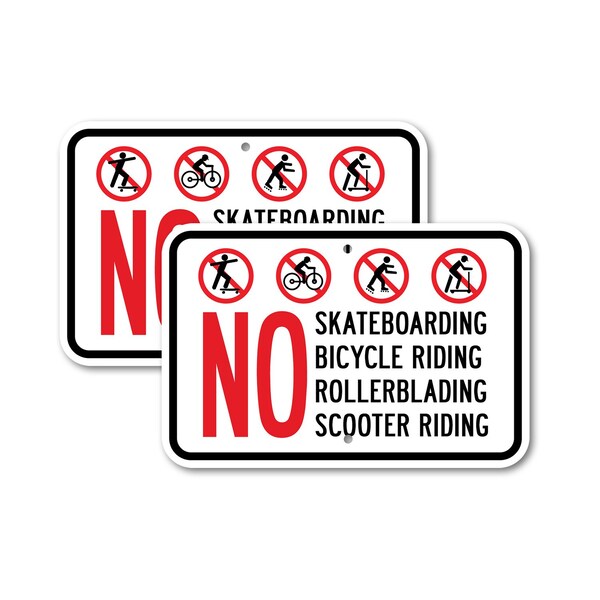 Signmission No Skateboarding No Bicycle Riding No Rollerblading No , 18'' X 24'', Heavy Gauge Aluminum, 2PK A-1824-2PACK-2820 - main