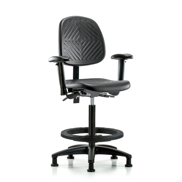 Blue Ridge Ergonomics BenchChair, Hi, Poly, Med, Bk, Tilt AA BF Gld, 6-Way Adjustable, 24-1/2" to 33-1/2" Height, Blue, Black BR-PHBCH-MB-RG-T1-A1-BF-RG - main