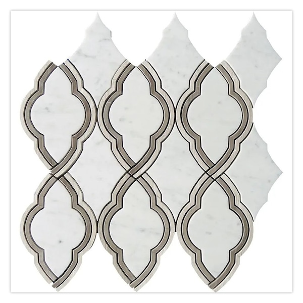 Apollo Tile 14x14 Bianco Carrara Wooden Athens Grey Marble Marble Arabesque Wall and Floor Tile 7sqft/case 5PK APLTRL8829A - main