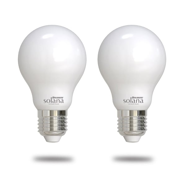 Bulbrite Solana 40-Watt Equivalent 90 CRI A19 Smart WIFI Connected LED Light Bulb, Milky, 2PK 861709 - main