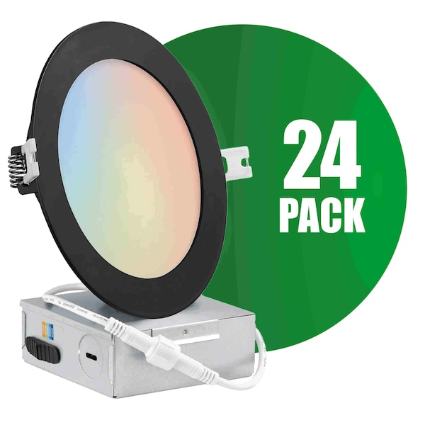 Qplus 6-Inch Slim-Panel Recessed Light Black, 5CCT, Wet Location, 24PK 21105711-24 - main