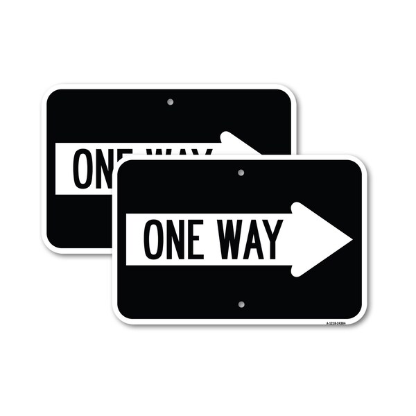 Signmission One Way With Right Arrow, 12'' X 18'' 2 Signs, Heavy Gauge Aluminum, 2PK A-1218-2PACK-24384 - main