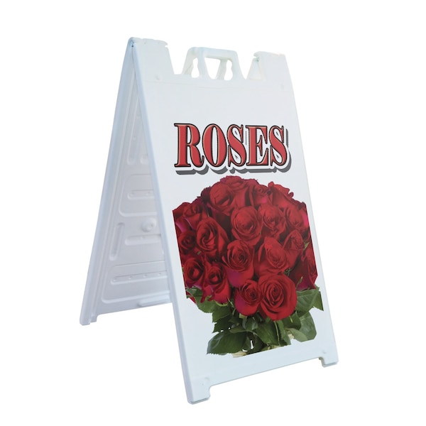 Signmission Roses, A-Frame & 2 Decals Installed, Heavy-Duty Plastic Frame SBHD-D-2436-Roses - main