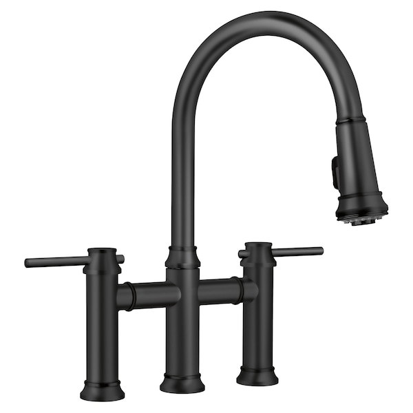 Blanco Empressa Bridge Pull-Down Faucet 1.5 GPM, Matte Black 443024 - main