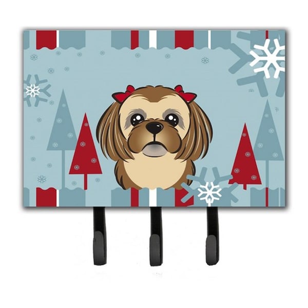 Carolines Treasures Winter Holiday Chocolate Brown Shih Tzu Leash and Key Holder BB1745TH68 - main
