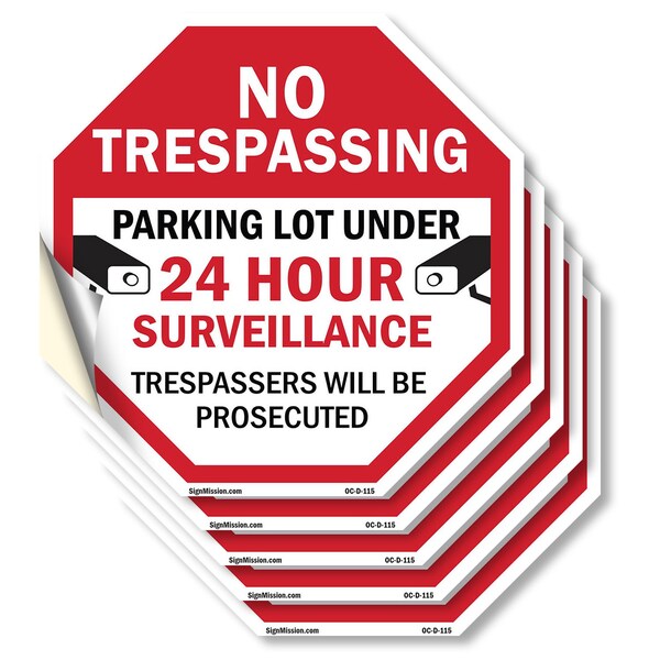 Signmission No Trespassing Parking Lot Under 24, 4 inch X 4 inch, Vinyl Decal, 5PK OC-D-5PACK-4-115 - main