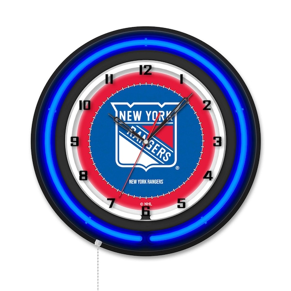 Holland Bar Stool New York Rangers 19 Double Neon Wall Clock Clk19BK - main