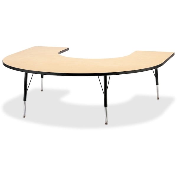 Jonti-Craft Berries Horseshoe Activity Table, 66 in. x 60 in., E-height, Maple/Black/Black 6445JCE011 - main