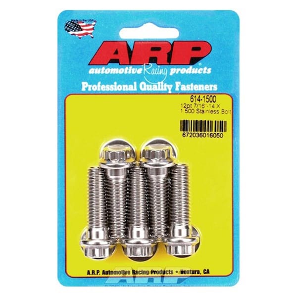 Arp 614-1500 0.43-24 x 1.5 in. Stainless Steel 12 Point Bolt Kit - Set of 5, 5PK ARP614-1500 - main