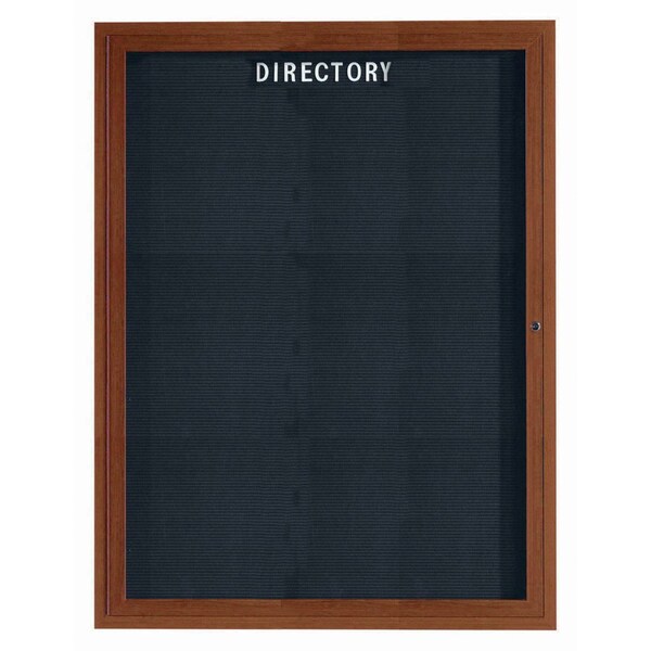 Aarco Enclosed Letter Board Directory w/ Aluminum Oak Wood Look Finish Frame, 48''Hx36''W, 1 Door Unit ADCO4836R - main