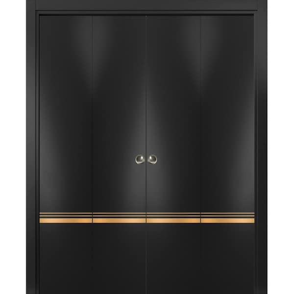 Sartodoors Sliding Closet Double Bi-fold Doors Planum 2010 Black Solid Core Modern Interior PLANUM2010DBF-BLK-96 x 80 (4* 24x80) - main
