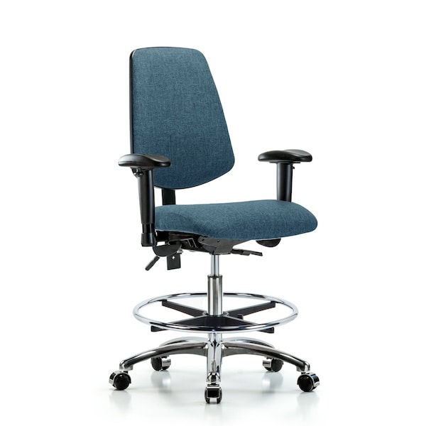 Blue Ridge Ergonomics Fab Med Bench Chair, Bk, CF, Cast, Blu, 6-Way Adjustable, 22" to 29" Height, Blue BR-FMBCH-MB-CR-T0-A1-CF-CC-F43 - main
