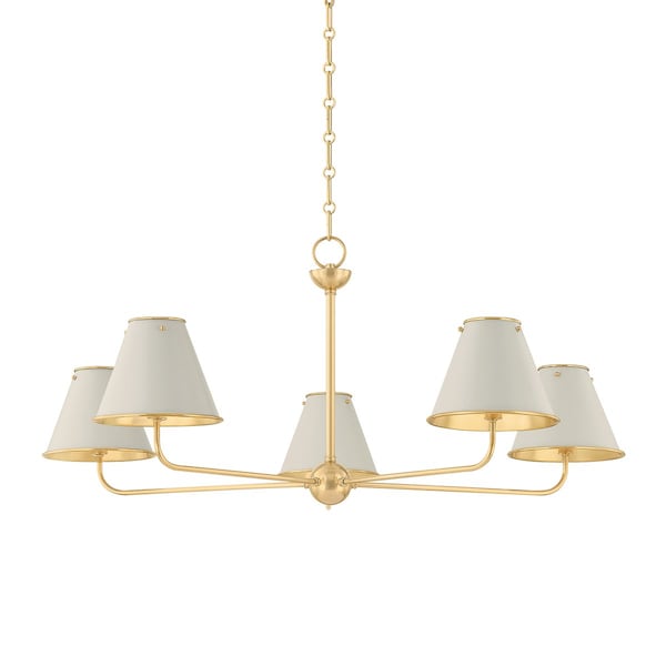 Hudson Valley Lighting Burghley Chandelier in Aged Brass/Off-White by Mark D. Sikes MDS2000-AGB/OW - main