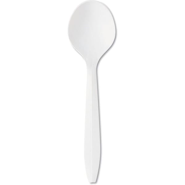 Boardwalk Mediumweight Polystyrene Cutlery, Soup Spoon, White, PK1000 PK BWKSOUPSPOON - main