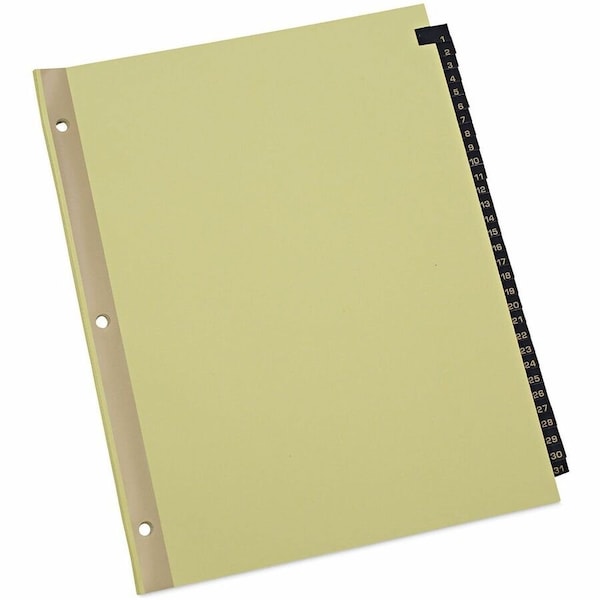 Universal One Leather-Look Mylar Tab Dividers, 31 Numbered Tabs, Letter, Black/Gold, Set of 31 UNV20822*** - main