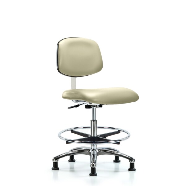 Blue Ridge Ergonomics Clean Room Chair Med Ben Chair, Vin, Chrm, CF, Gld, Wht, CL10, 22" to 29" Height, Vinyl, Adobe White BR-CLR-VMBCH-CR-CF-RG-8501 - main