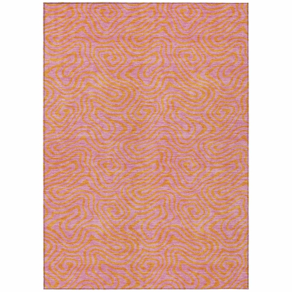 Homeroots 10' X 14' Pink And Copper Abstract Washable Indoor Outdoor Area Rug 599831 - main