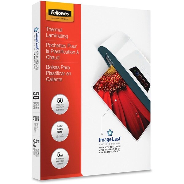 Fellowes Thermal Laminating Pouches ImageLasttrade, Jam Free, Letter, 5 mil, 50 pack, No Color, 50PK FEL5204002 - main
