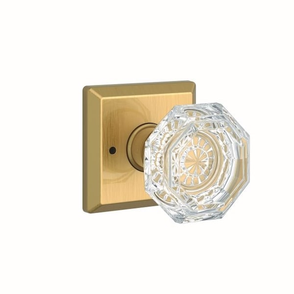 Baldwin Privacy Crystal Knob and Traditional Square Rose with 6AL Latch and Dual Strike Lifetime Satin PVCRYTSR044 - main
