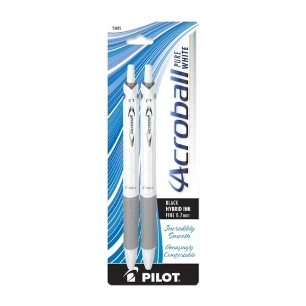 Pilot Acroball Pens, Retract, .7mm, 2/PK, WE-Asst Barrel/BK Ink PK PIL31895 - main