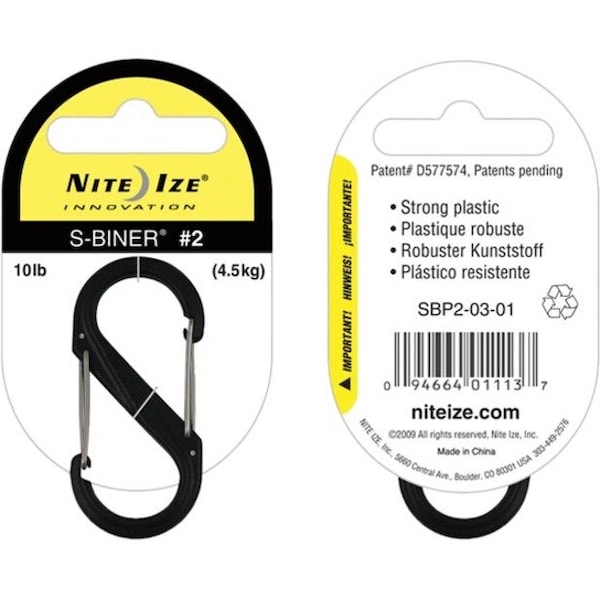 Nite Ize Carabiner Clip, 2 In., Plastic, Black SBP2-03-01BG - main