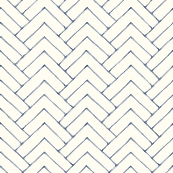 Chesapeake Oswin Navy Tiered Herringbone Wallpaper 3125-72363 - main