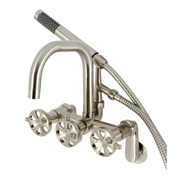 Kingston Brass Wall Mount Clawfoot Tub Faucet, Brushed Nickel AE8458RX - main