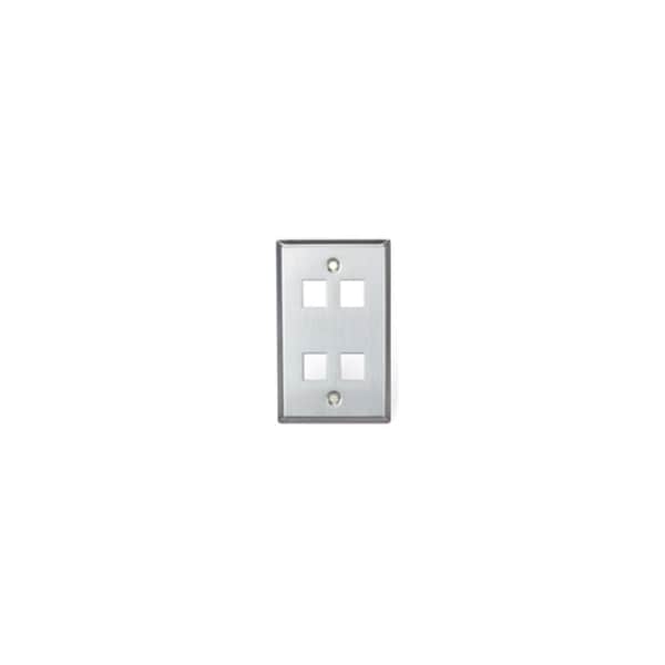 Leviton 4-Port Wallplate Unloaded, 1-Gang Use W/Snap-In Modules 43080-1S4 - main