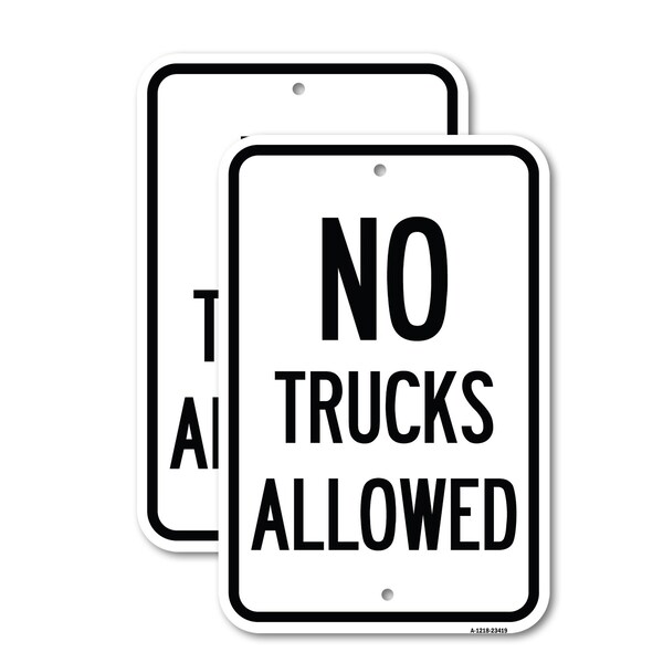 Signmission Parking Lot Sign No Trucks Allowed, 12'' X 18'' 2 Signs, Heavy Gauge Aluminum, 2PK A-1218-2PACK-23419 - main