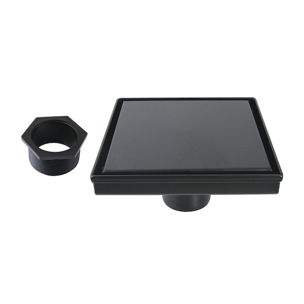 Kingston Brass 6" Stainless Steel Square Shower Drain with Hair Catcher, Matte Black BSF6620 - main