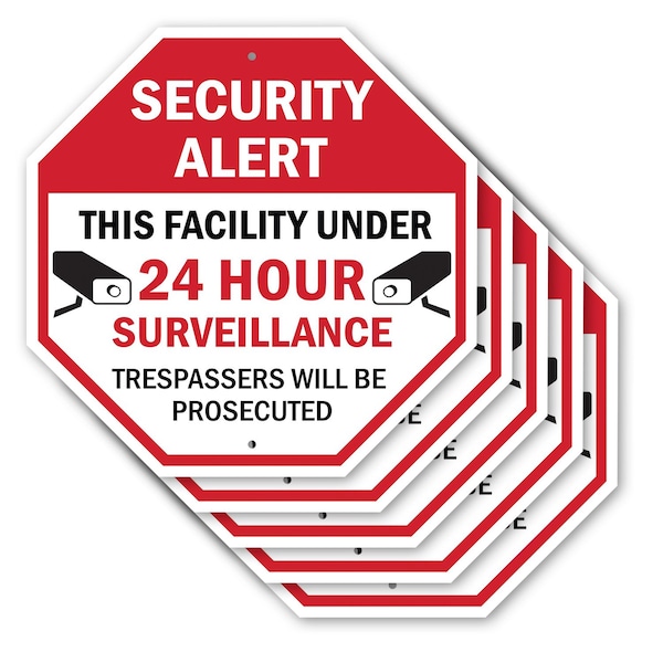 Signmission Security Alert This Facility Under, 10 inch X 10 inch, Aluminum Metal Signs, 5PK OC-A-5Pack-10-317 - main