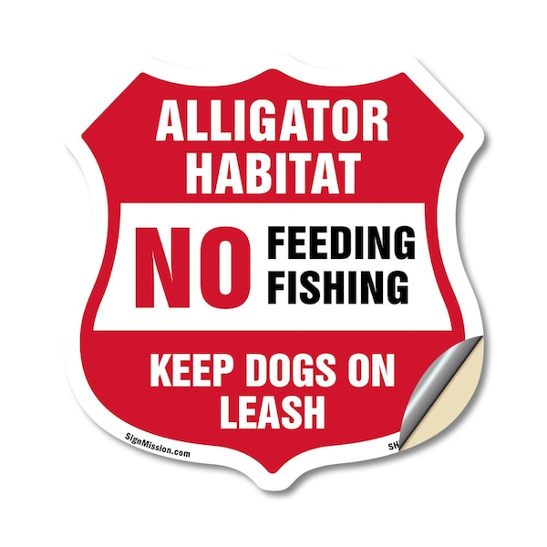 Signmission Alligator Warning Shield Sign Alligator, 18 Inch X 18 Inch, Vinyl Decal SHI-D-18-357 - main