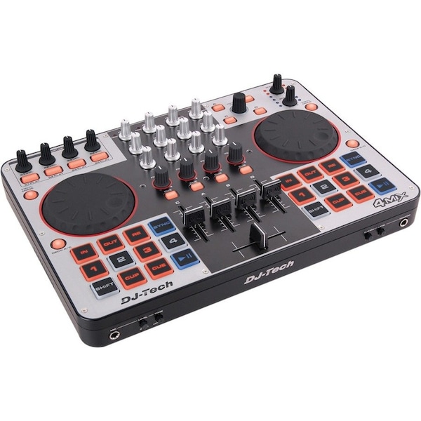 Dj Tech USB MIDI DJ controller w/ integrated soundcard, direct 4 deck control, & Virtual DJ LE software 4MIX - main