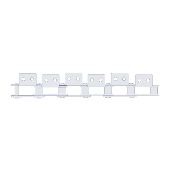 Hkk Chain HKK Double Pitch Riv Standard Conveyor w/A-2 Att on Every P, 1P, .312 Dia x 5/16 W DC040RA2EV - main